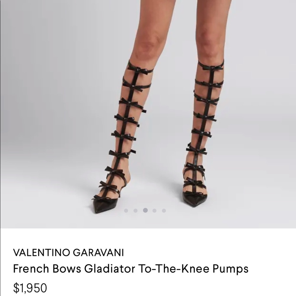Valentino Garavani "French Bows" calf leather gladiator knee-high pumps